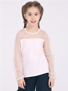 Лонгслив детский Апрель 1ДДЛД4116804с, нежно-розовый110+розовый горох 6 на розовом, 134