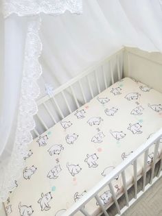 Простынь на резинке на матрас Котики с клубочками 120*60см No Brand