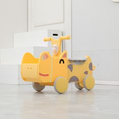 Машинка-каталка с корзиной UNIX Kids Hippo Yellow, от 1 года, до 40 кг, 31х68x42 см, желты