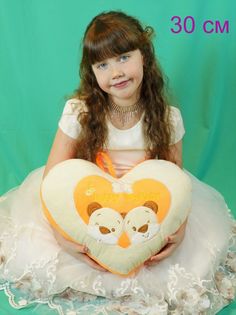 Мягкая игрушка Мэри Море сердце с Медведями 40 см оранжевый