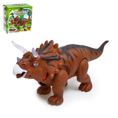 Динозавр «Трицератопс», откладывает яйца, проектор, свет и звук, цвет коричневый No Brand