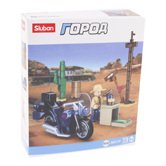 Пластмассовый конструктор Город Дорожный мотоцикл Sluban 73 элемента