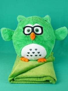 Мягкая игрушка Мэри Море 3 в 1 Совенок + плед, зеленый 160х105 см