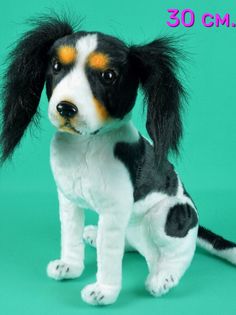 Мягкая игрушка Мэри море реалистичная собачка спаниель 30см черный, коричневый, белый