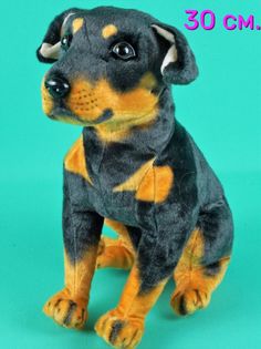 Мягкая игрушка Мэри море реалистичная собачка ротвейлер 30см черный, коричневый