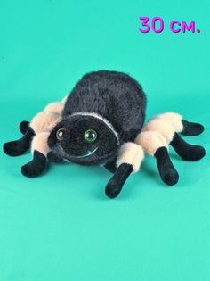 Мягкая игрушка Мэри море паук 30 см черный, бежевый