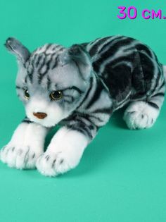 Мягкая игрушка Мэри море реалистичная кот 30 см серый, белый