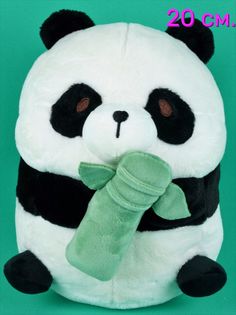 Мягкая игрушка Мэри море панда с бамбуком 20 см черный, белый