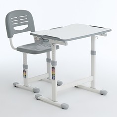 Парта растущая со стулом B206, h=54-76 см, цвет серый (ростовая группа 2-7) No Brand