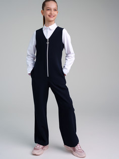 Комбинезон текстильный для девочек PlayToday, тёмно-синий, 128