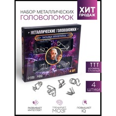 Головоломка металлическая Загадки Эйнштейна, набор 4 шт. No Brand