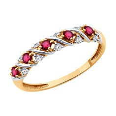 Кольцо из красного золота р. 17,5 Diamant 51-210-02372-2, бриллиант/рубин
