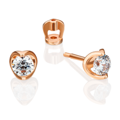 Серьги из красного золота PLATINA jewelry 02-4608-00-401-1110, фианит