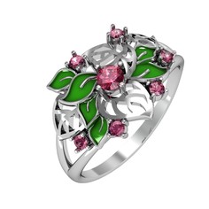 Кольцо из серебра р.17 ПРИВОЛЖСКИЙ ЮВЕЛИР 271508-FA66KD49, корунд/алпанит