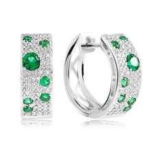 Серьги конго из серебра VALTERA 091522, изумруд искусственный/циркон