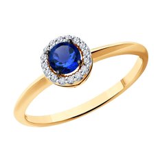 Кольцо из красного золота с бриллиантом/сапфиром р. 17 Diamant 51-210-01772-1