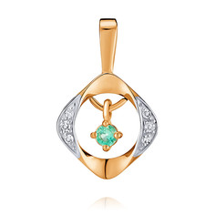 Кулон из красного золота с бриллиантом/изумрудом ADAMAS 34037938/01-А50Д-433 АДАМАС