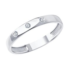 Кольцо обручальное из белого золота р. 18,5 SOKOLOV Diamonds 1110213-3, бриллиант