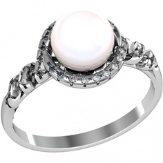 Кольцо из серебра с жемчугом р. 19,5 ПРИВОЛЖСКИЙ ЮВЕЛИР 241883-FA11ZM07
