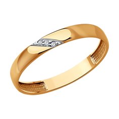 Кольцо обручальное из красного золота р. 18,5 SOKOLOV Diamonds 1110210, бриллиант