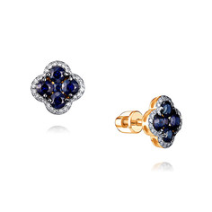 Серьги из красного золота с бриллиантом/сапфиром ADAMAS 21038982/01-А50ДЧ-432 АДАМАС
