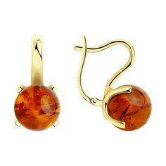 Серьги из желтого золота с янтарем Diamant 53-320-00767-1