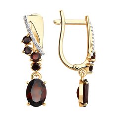 Серьги из красного золота SOKOLOV 725961, фианит/гранат