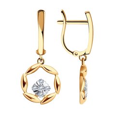 Серьги подвески из красного золота Diamant 31-121-01308-1, фианит