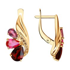 Серьги из красного золота SOKOLOV 725171, корунд искусственный/фианит/родолит/гранат