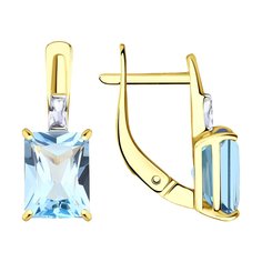Серьги из желтого золота Diamant 53-320-01552-1, фианит/топаз