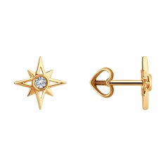 Серьги пусеты из красного золота Diamant 51-122-02301-1, фианит