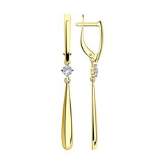 Серьги из желтого золота SOKOLOV 028580-2, фианит