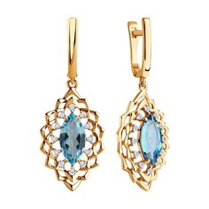 Серьги подвески из красного золота Diamant 51-321-02468-1, топаз/фианит