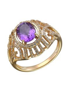 Кольцо из серебра р. 19 Ювелирочка 1055516, аметист\фианит