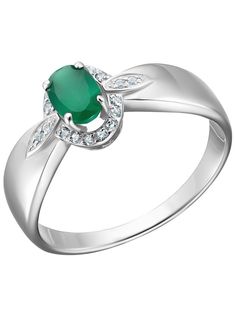 Кольцо из серебра р. 18 Ювелирочка 1063333, агат\фианит