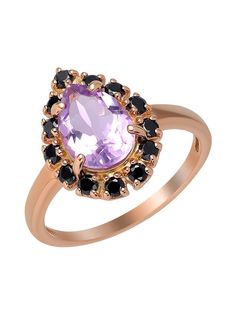 Кольцо из серебра р. 18,5 Ювелирочка 1050794, аметист\шпинель