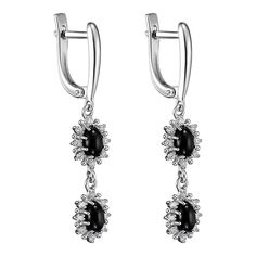 Серьги из серебра Ювелирочка 2078745, диопсид\фианит
