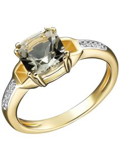 Кольцо из серебра р. 19,5 Ювелирочка 1064779, празиолит\циркон