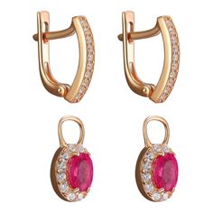 Серьги из серебра Ювелирочка 2078391, рубин\фианит