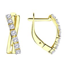 Серьги из желтое золото SOKOLOV 028189, фианит