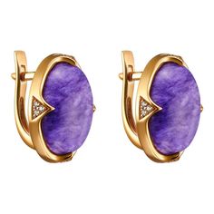 Серьги из серебра Ювелирочка 2078165, чароит\фианит
