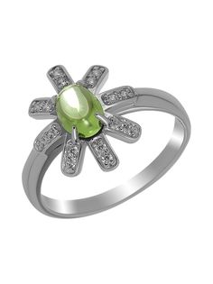 Кольцо из серебра р. 18 Ювелирочка 1046555, хризолит\фианит