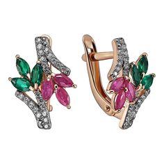 Серьги из серебра Ювелирочка 2087644, рубин\агат\фианит