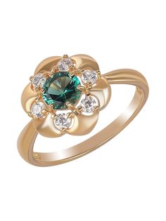 Кольцо из серебра р. 15,5 Ювелирочка 016117, изумруд\фианит