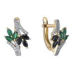 Серьги из серебра Ювелирочка 2086739, сапфир\агат\фианит