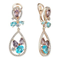 Серьги из серебра Ювелирочка 027773, кварц\фианит