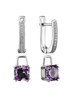 Серьги из серебра Ювелирочка 2086184, аметист\циркон