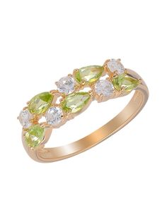 Кольцо из серебра р. 17,5 Ювелирочка 1048409, перидот\фианит