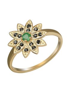 Кольцо из серебра р. 19,5 Ювелирочка 1048782, изумруд\шпинель