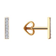 Серьги пусеты из красного золота Diamant 51-122-02235-1, фианит